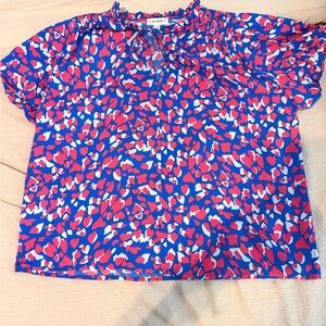 Blue and Pink Heart Pattern Blouse
